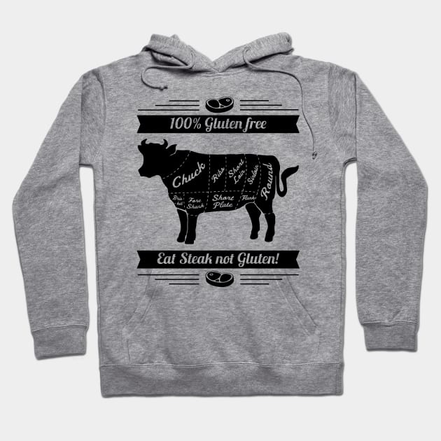 Funny BBQ Meatlovers "Gluten free" Design Hoodie by boobear_studio